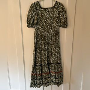 Doen Apple Print Dress with Ric-rac Trim